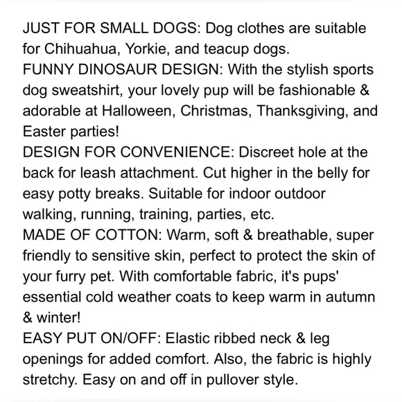 NWT Frienperro Dino dog costume hoodie - Picture 5 of 10